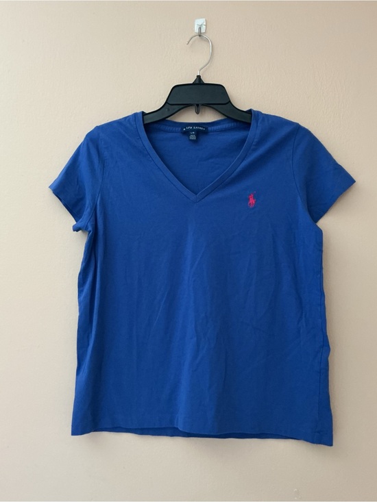 Ralph Lauren Tops - Ralph Lauren V-Neck Tee in Royal Blue with Pink Logo